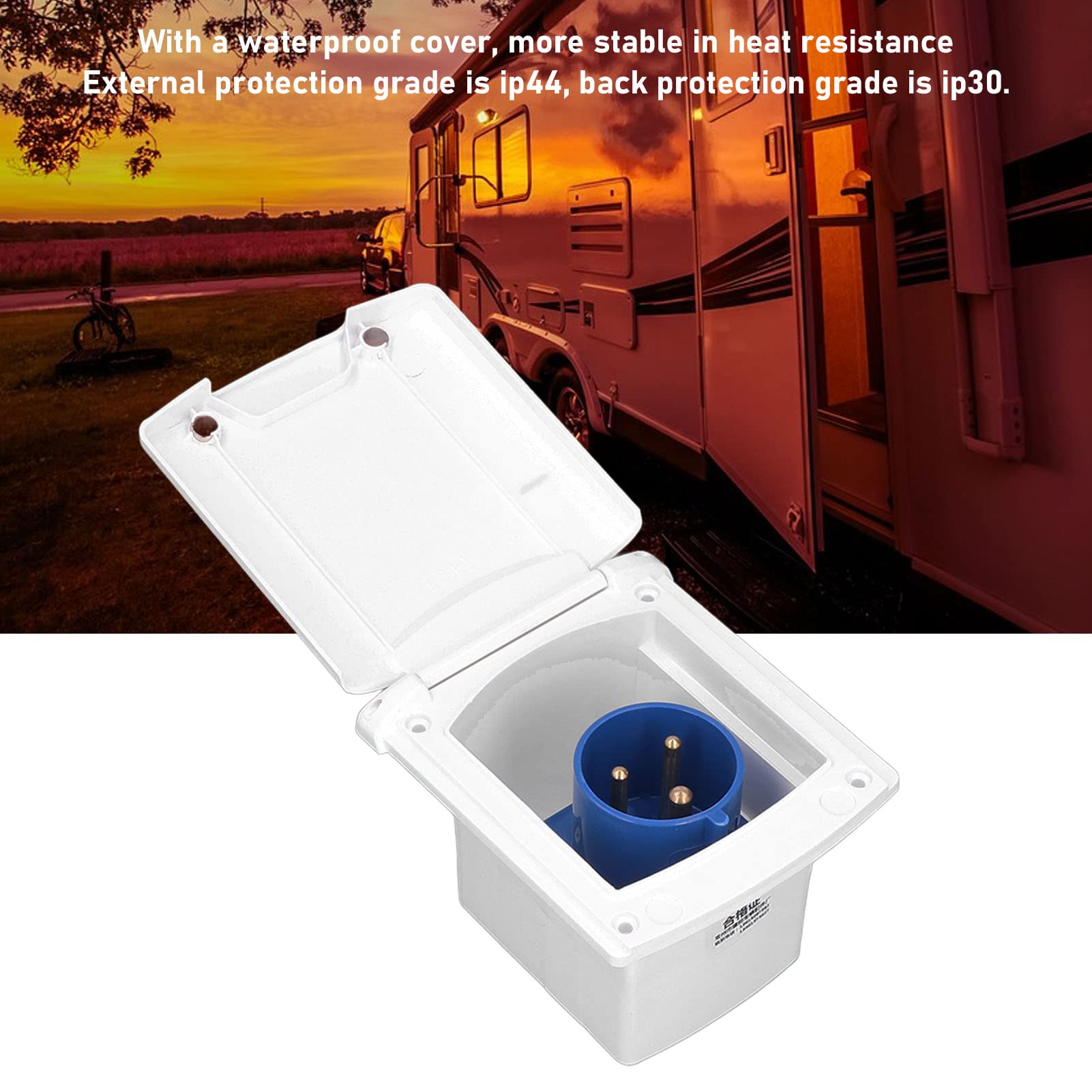 Scatola di Presa di Corrente Esterna Per Camper 32a 220 V‑250 V, Alimentazione Esterna Per Camper, Scatola di Presa di Corrente Per Camper, Presa da 32 A, Presa Impermeabile da 32 a Per Camper(white)