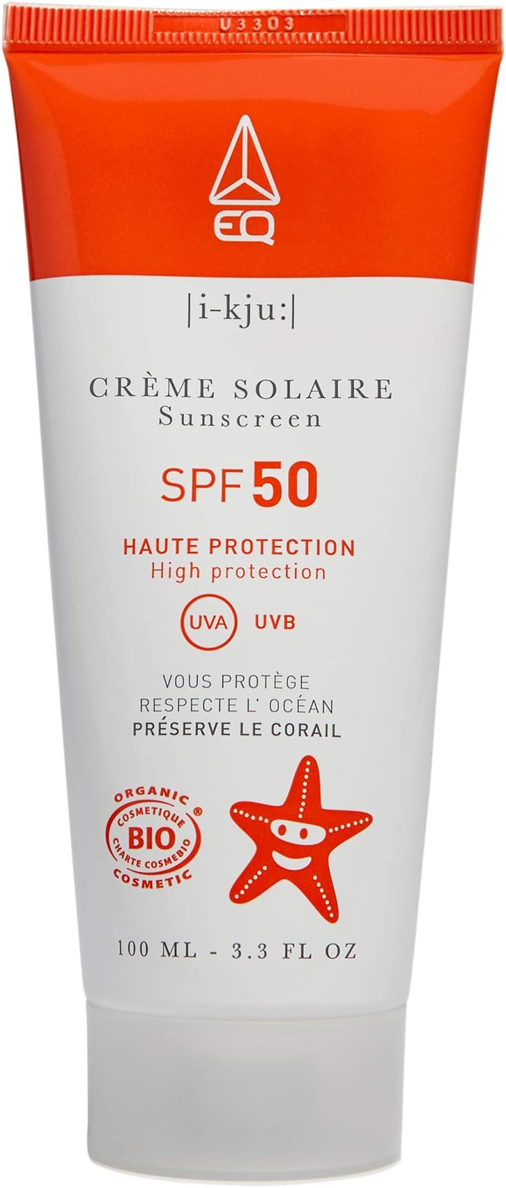 EQEvoa | Organic Sunscreen SPF50 - Face & Body - for the whole family - Water resistant - Mineral Filters - Respects the Ocean & Preserves the Coral - Made in France - 50ml.