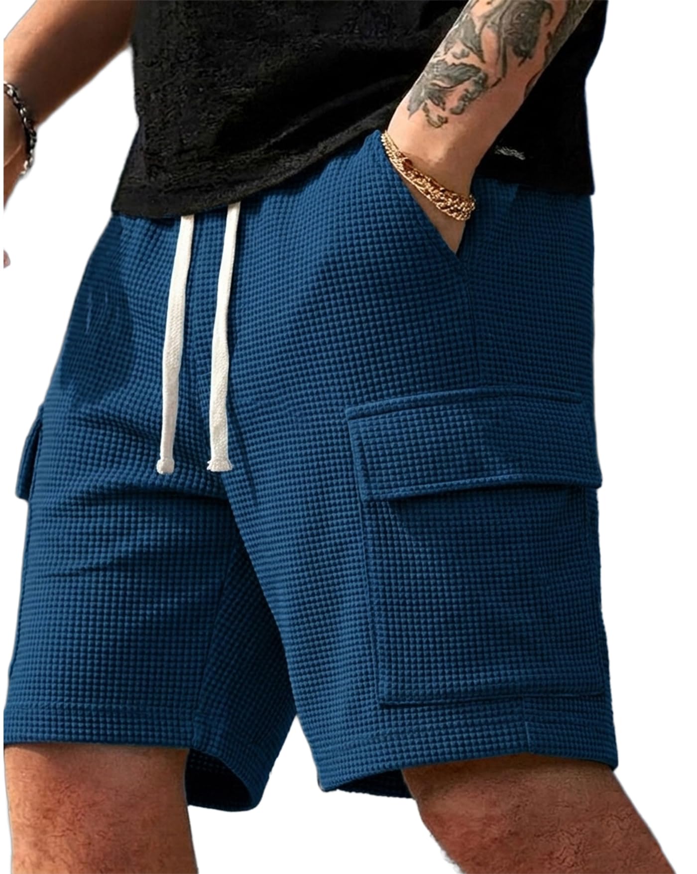Men Solid Drawstring Waist Casual Knee Length Boxers ||Solid Men Teal Blue Basic Boxers-picture-39