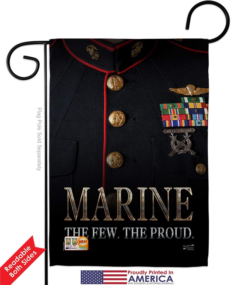 GP137137-BOAF Dress Blue Marine Americana Military Decorative Vertical Pack, Garden Flag 13"x 18.5", Thick Fabric