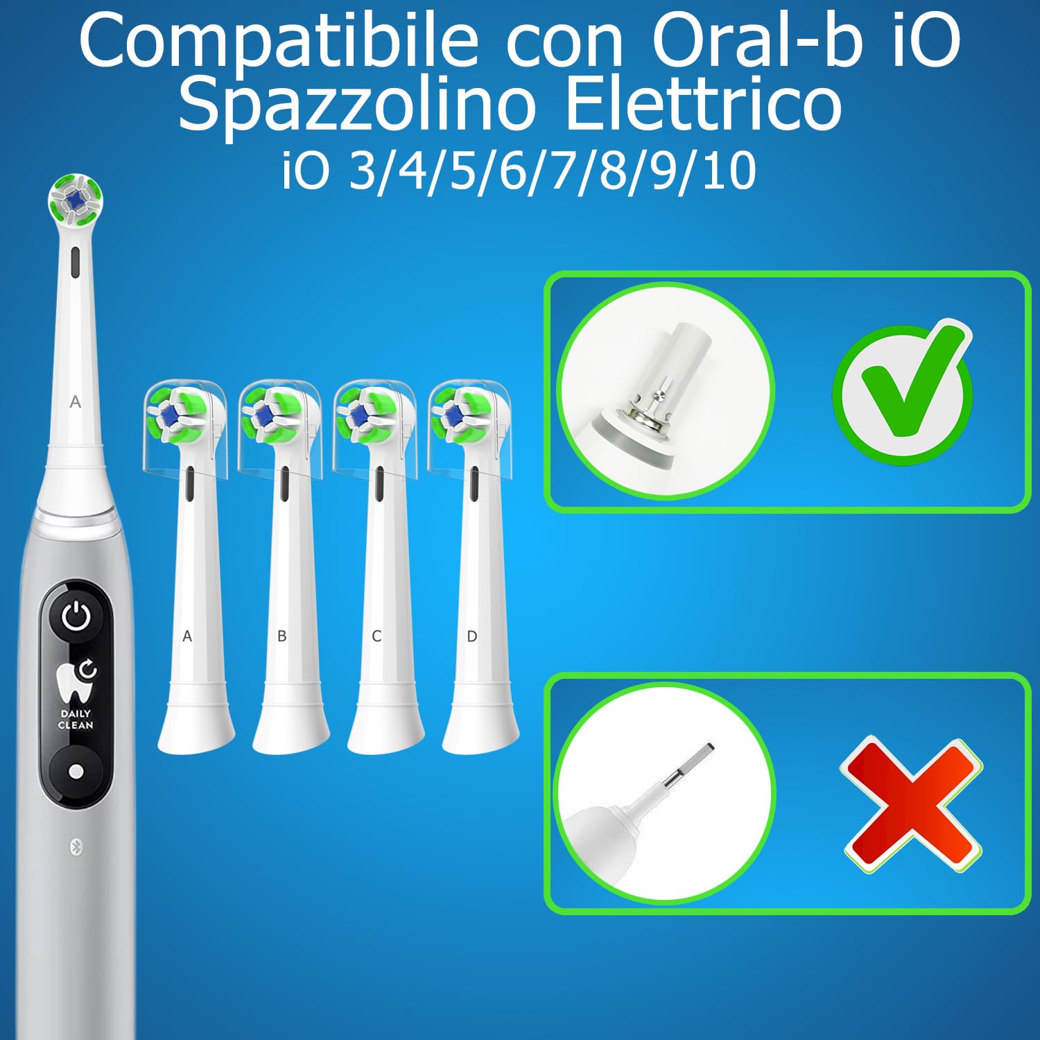 CREMODUL Testine di Ricambio Compatibile con Oral b IO 2/3/3S/3N/4/4N/5/5N/6/6N/7/7N/8/8N/9/9N/10/My Way Spazzolino Elettrico, 8 Unità Bianco