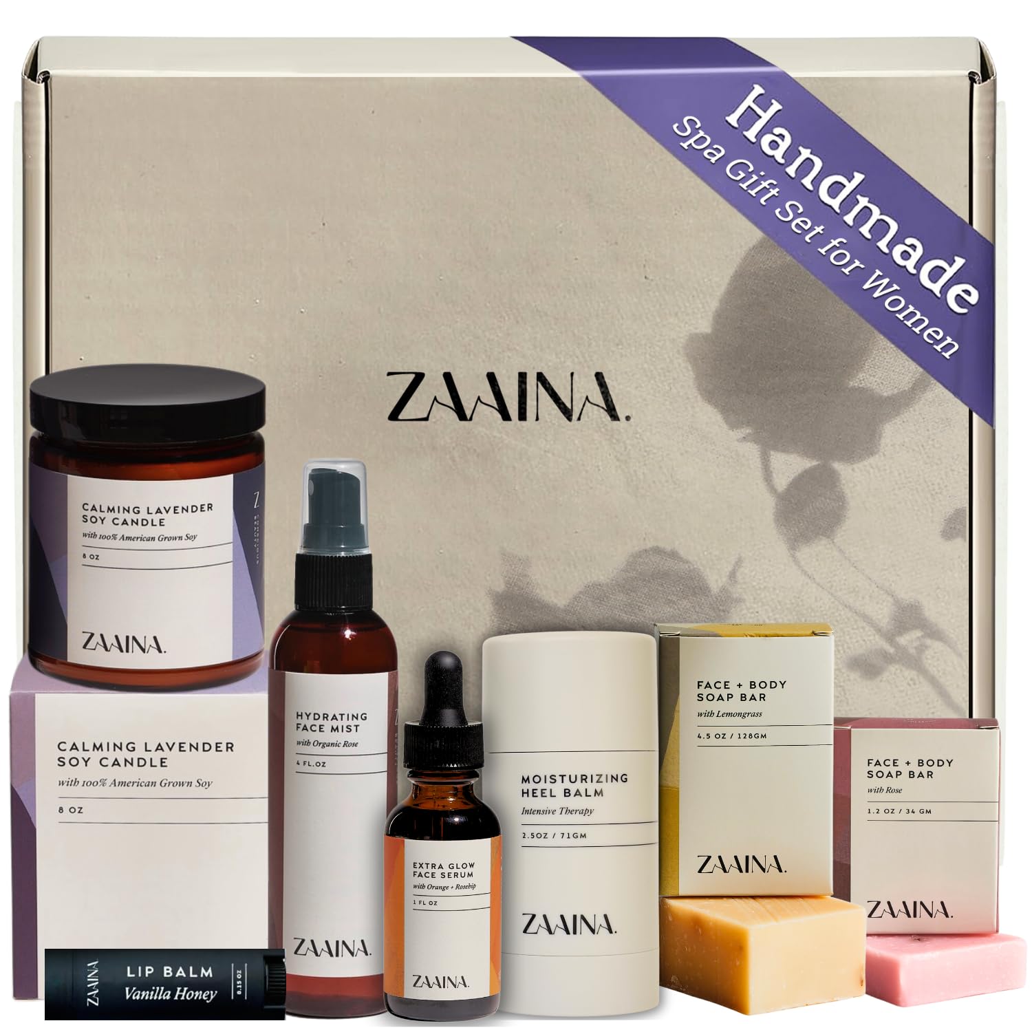 ZAAINA Spa Gift Set for Her - Luxury Valentine's Day Gifts for Women, Pampering At Home Bath and Body Relaxation Spa Package, Spa Gift Basket for Mom Wife Friend, Birthday Gifts for Women