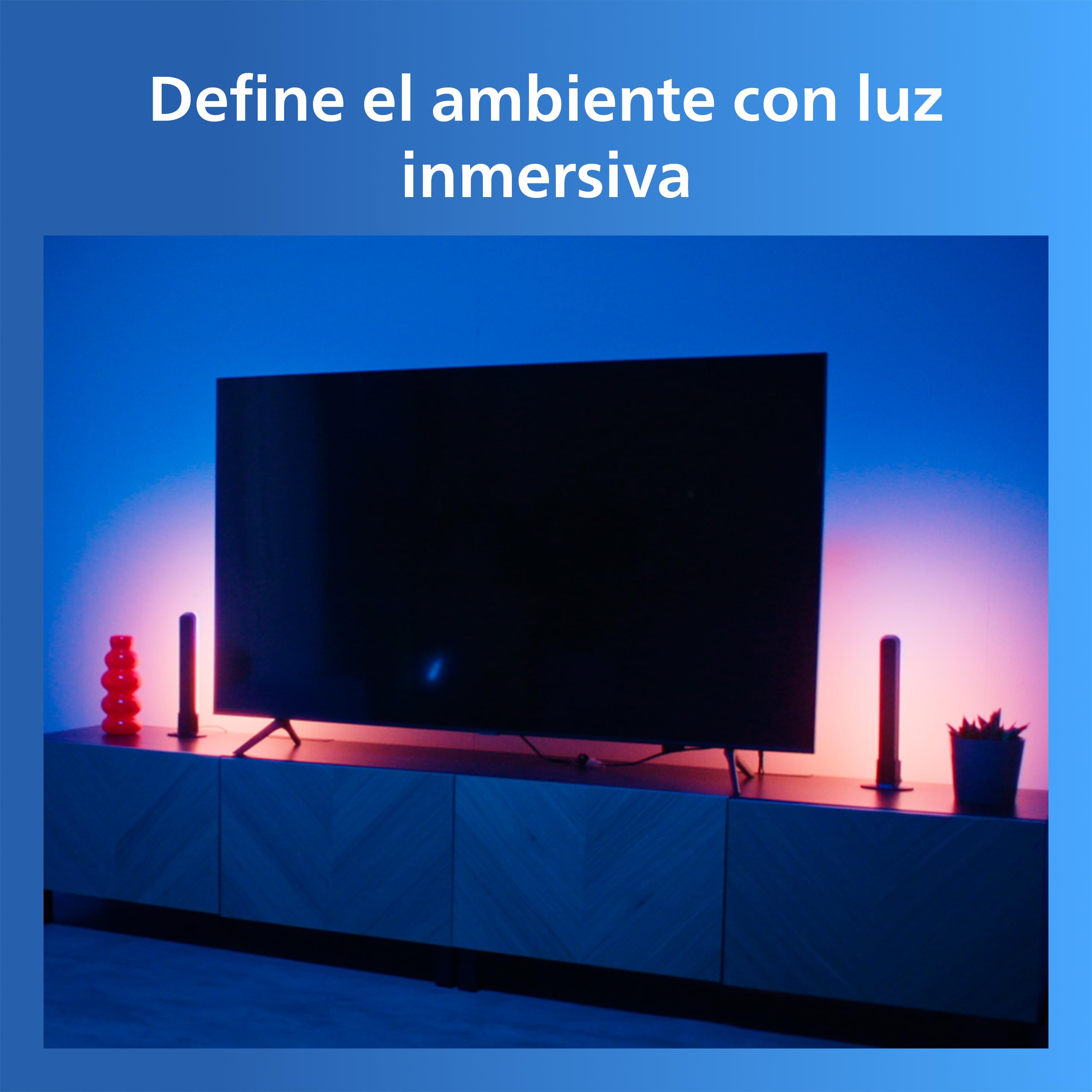Philips Smart Lighting Barras de Luz Gradient, LED RGBIC, Sincronización TV y Música, Luz Inmersiva, Fácil Instalación, Connected by WiZ, Compatible con Alexa, Google Home, Apple Home