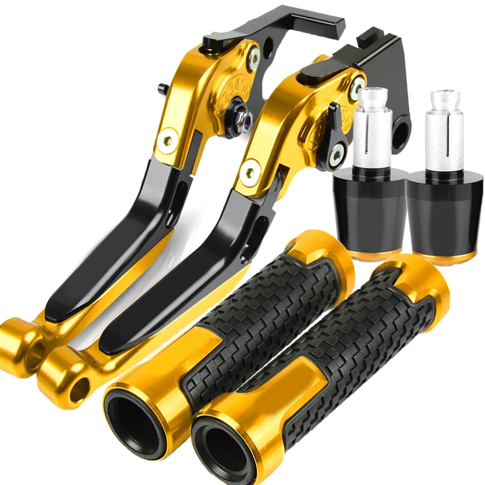 Leviers de frein alu CNC Kawasaki Z650 2016-2021 et embouts de guidon Color 17 anodisés