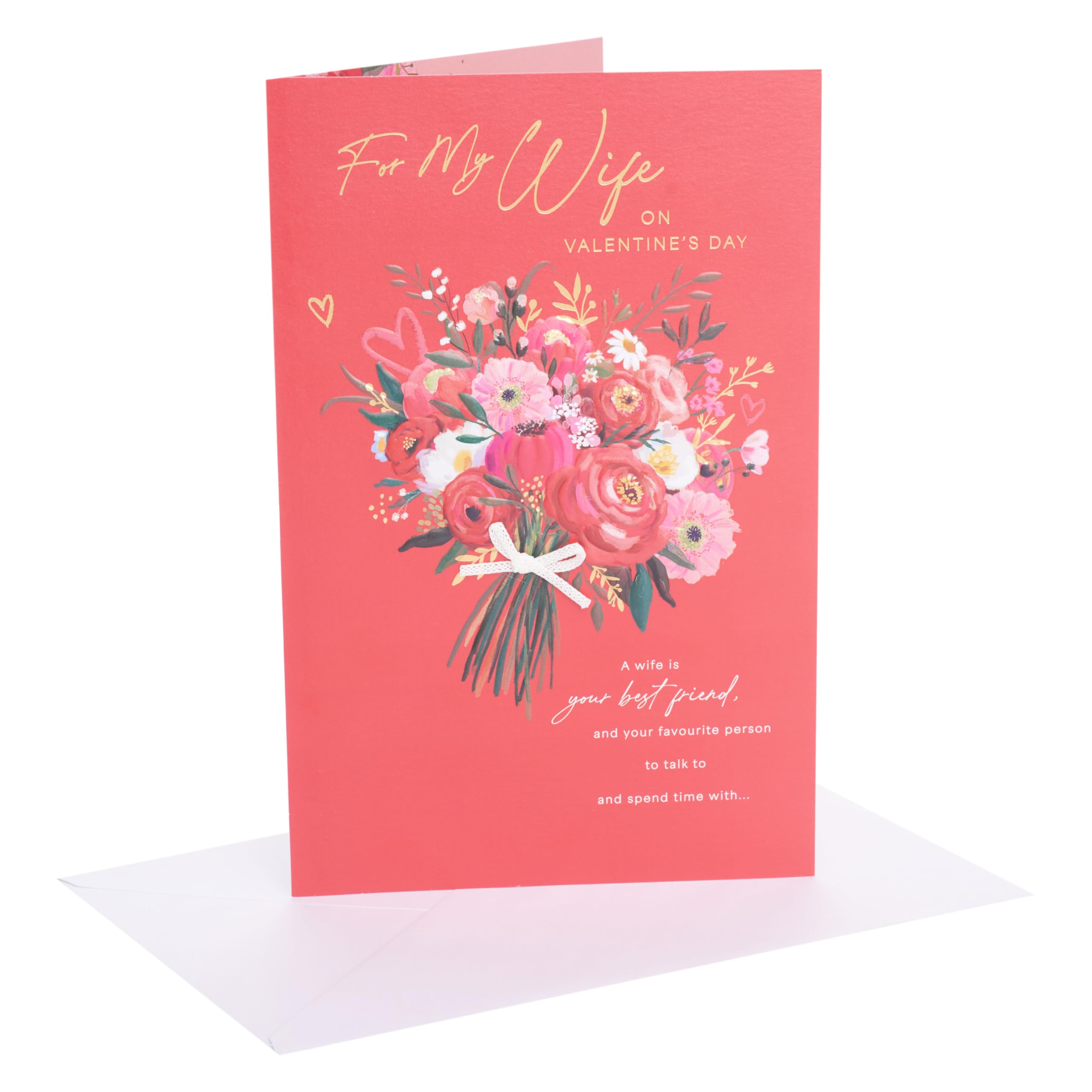 UK Greetings | Valentine's Day Card for Wife | I Love You Presents | Her, Girls, Women | Bouquet Design | With Envelope | 17.8 x 27.3 cm