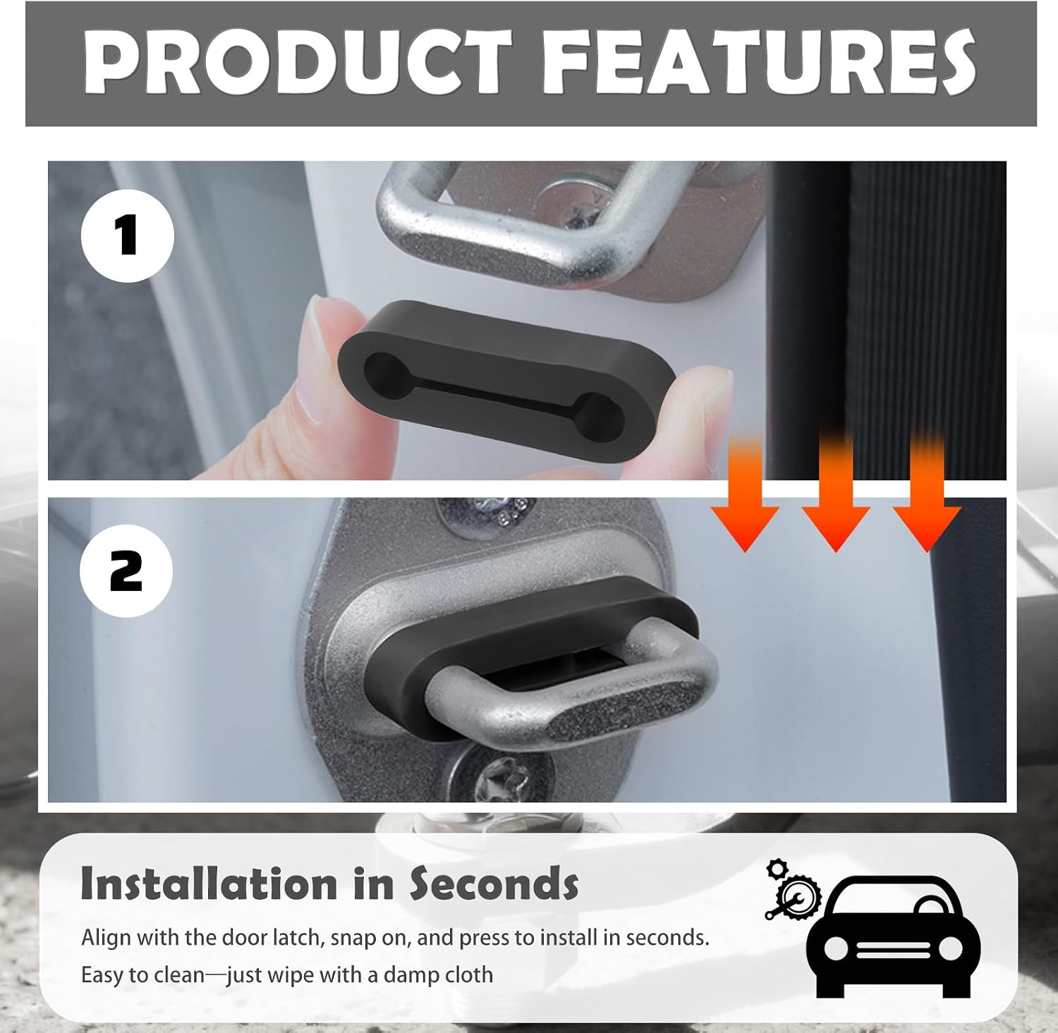 4PCS 2026 Upgraded Car Door Lock Cover Pad,Rubber Car Door Lock Protector to Reduce Closing Noise & Vibration,Universal Cars Doors Latch Cover Pads for Most Vehicles