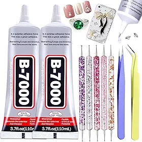 2un De Cola Transparente B7000 Para Strass, 110 Ml Cada. Cola Multifuncional B7000 Aprimorada Para Reparo De Joias, Artesanato Em Metal E Pedra, Tecido, Calçados, Madeira E Miçangas