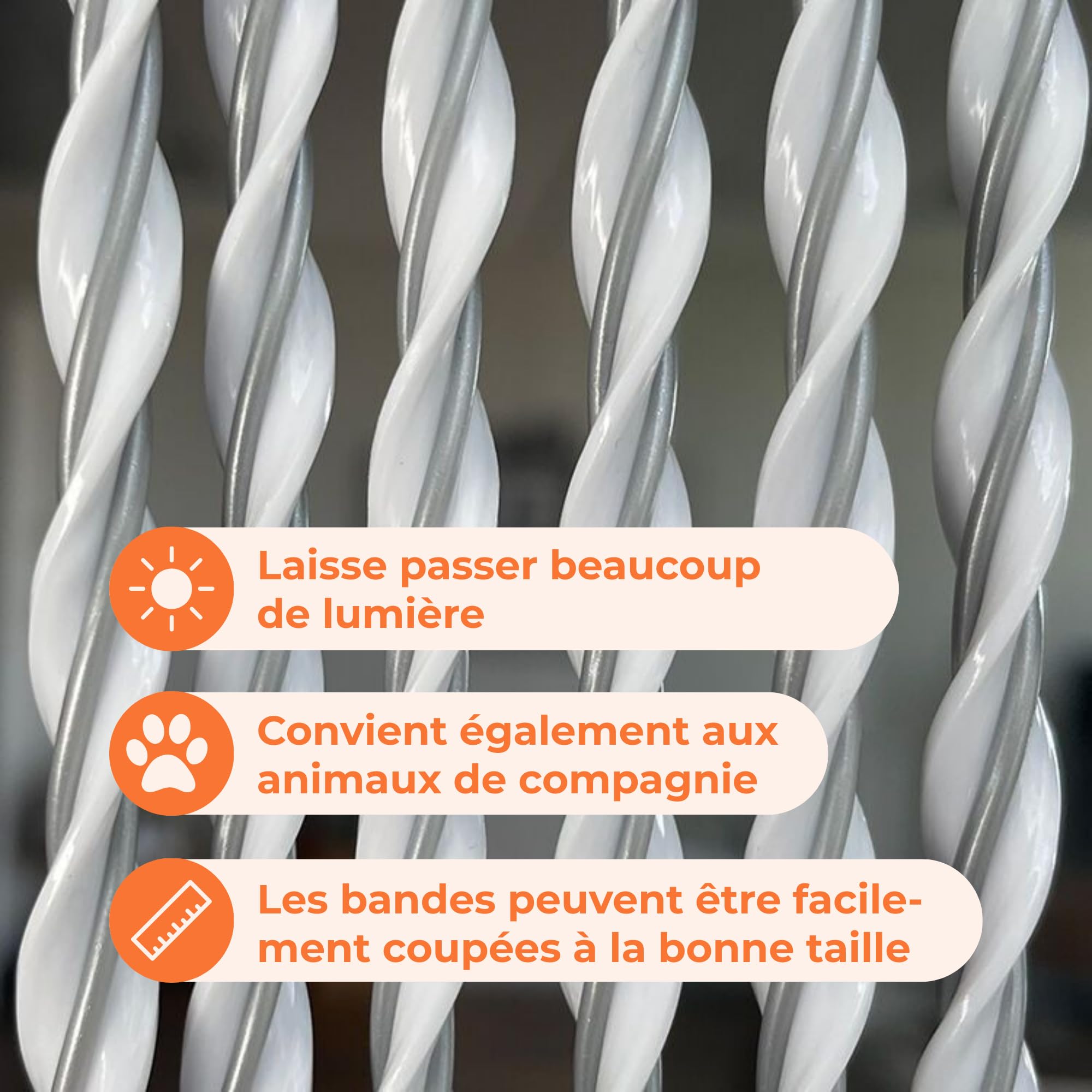 Trente Rideau Anti-Mouches – différentes Tailles et Couleurs, moustiquaire pour Porte de Balcon, Protection Contre Les Insectes, Blanc/Gris 100 x 230 cm