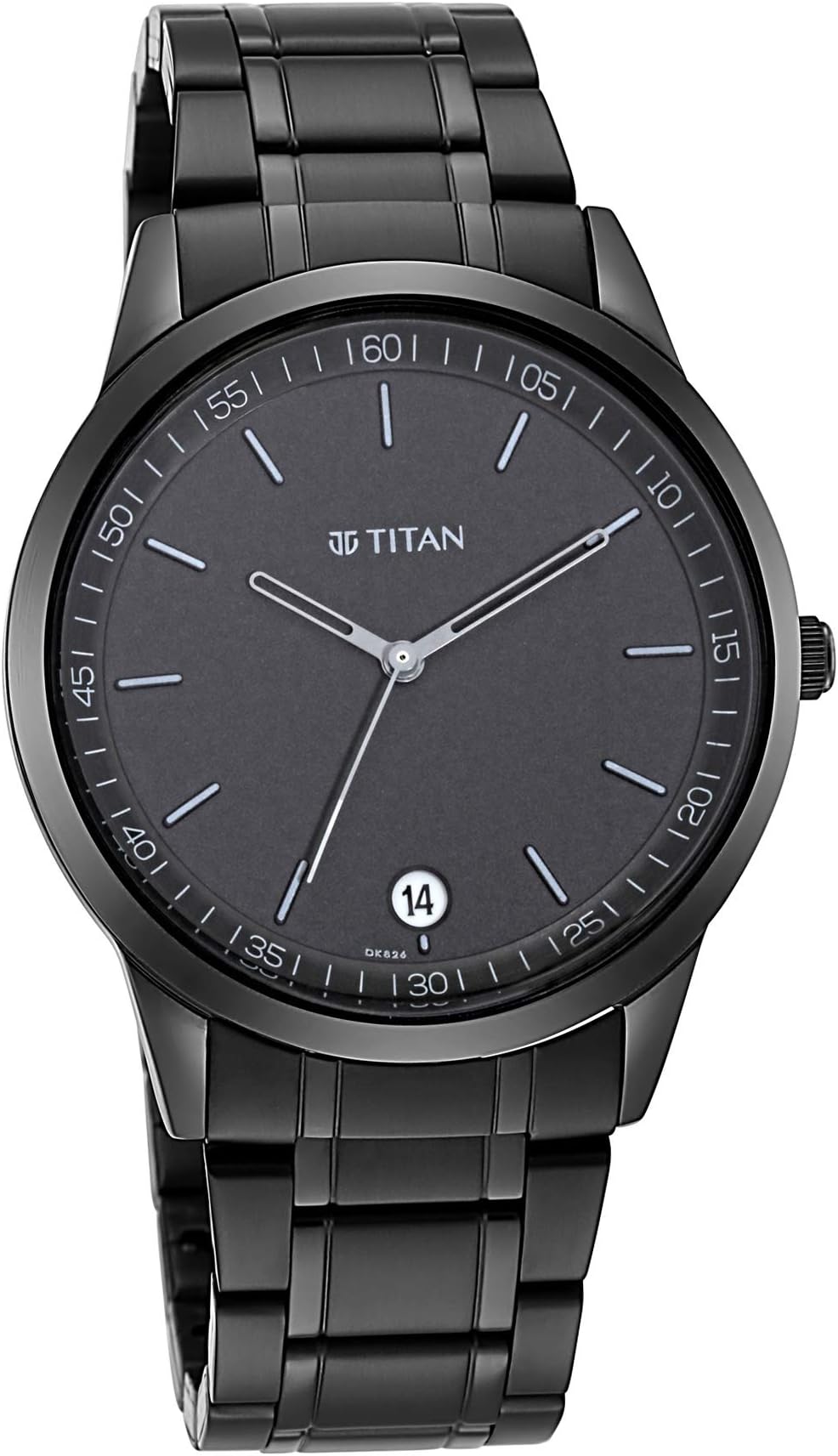 Titan Minimalist Quartz Analog with Date Black Dial Black Metal Strap Watch For Men - NT1806NM01