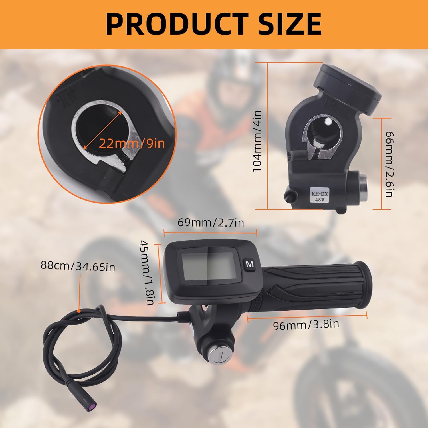 HOGYIGIAS New Throttle Integrated Display with M Button, Only Replacement for Tuttio Soleil01 Ebike, 48V Throttle Controller Speedometer for Tutto Tutti Electric Motorcycle (Throttle with M Button)