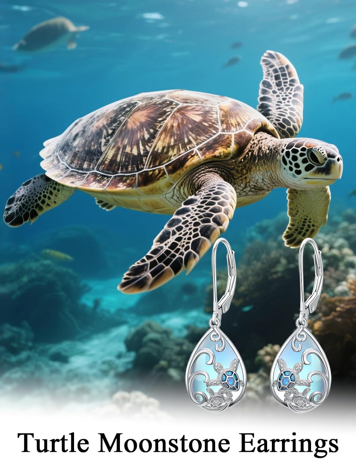 WINNICACA Lotus/Wolf/Sea Turtle Dangle Earrings for Women Sterling Silver Leverback Earrings Gifts for Women Birthday - Image 6