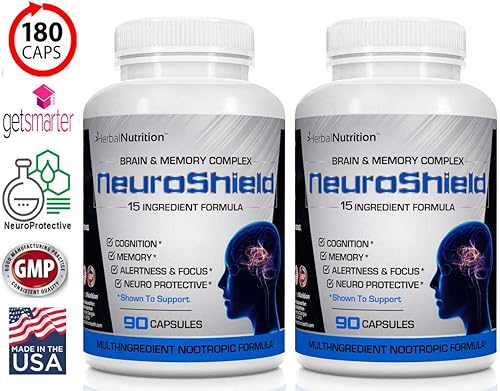 Miniatura 8 de NeuroShield, suplemento cerebral, un suplemento nootrópico para el cerebro y la memoria, contiene huperzina A, ginko biloba, bacopa Plus