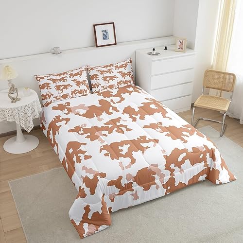 Miniatura 8 de Erosebridal Juego de edredón de piel de vaca azul marino, animales de granja, tamaño Queen, juego de ropa de cama con estampado de vaca de las