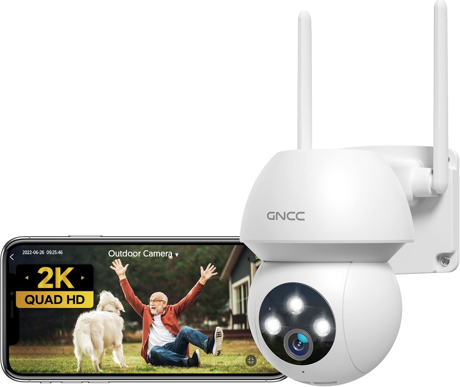 2 Pezzi Telecamera wifi Esterno 2K con Visione Notturna a Colori,Hiseeu