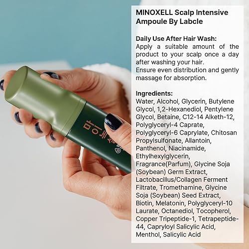Miniatura 7 de MINOXELL Labcle Champú intensivo para el cuero cabelludo  Champú anticaída para hombres y mujeres con biotina pantenol, crecimiento y engrosamiento