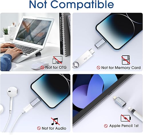 Miniatura 4 de TechMatte Cable adaptador USB C tipo C a Lightning, 2 unidades 1.8-2.2A 15W carga rápida compatible con sincronización de datos, compatible con