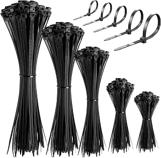 600 Pack Black Nylon Cable Ties Mixed Pack,Cable Zip Ties,zip ties heavy duty, Self-Locking Wire Tie, Assorted Sizes 4" 6" 8" 10" 12" , with 18/40/54 lbs Tensile Strength,UV & Heat Resistant. (600Mixed Pack, Black)