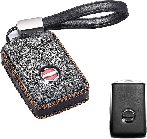 Funda para llavero compatible con Volvo XC40, XC60, XC90, S90, S60, V60, V90 2019-2024, funda de cuero genuino para llavero inteligente (4 botones,