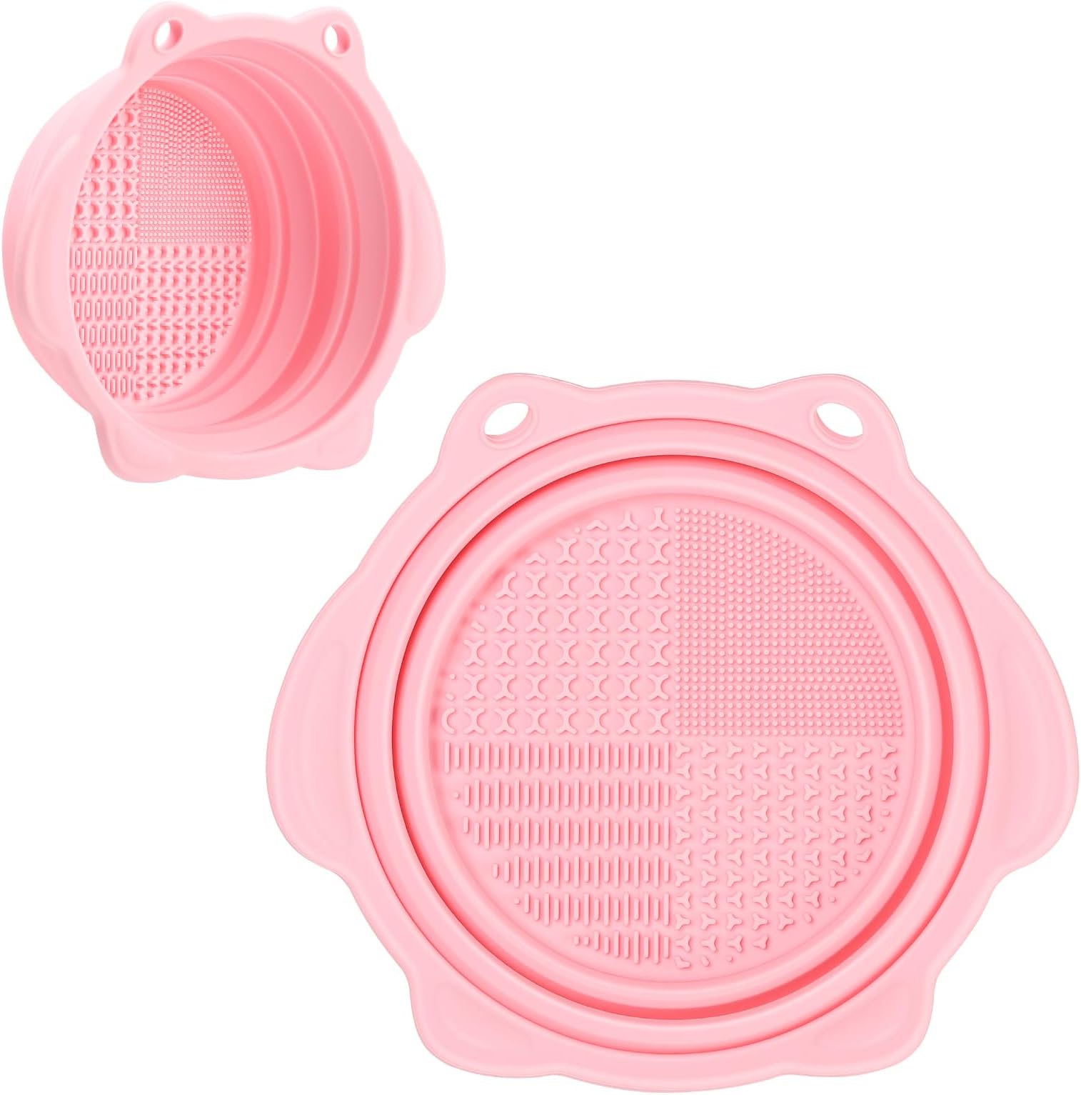 Makeup Brush Cleaner, Etercycle Foldable Silicone Brush Cleaner Bowl Srubber, Portable Washing Tools for Makeup Brush,Powder Puff,Sponge (Light Pink)