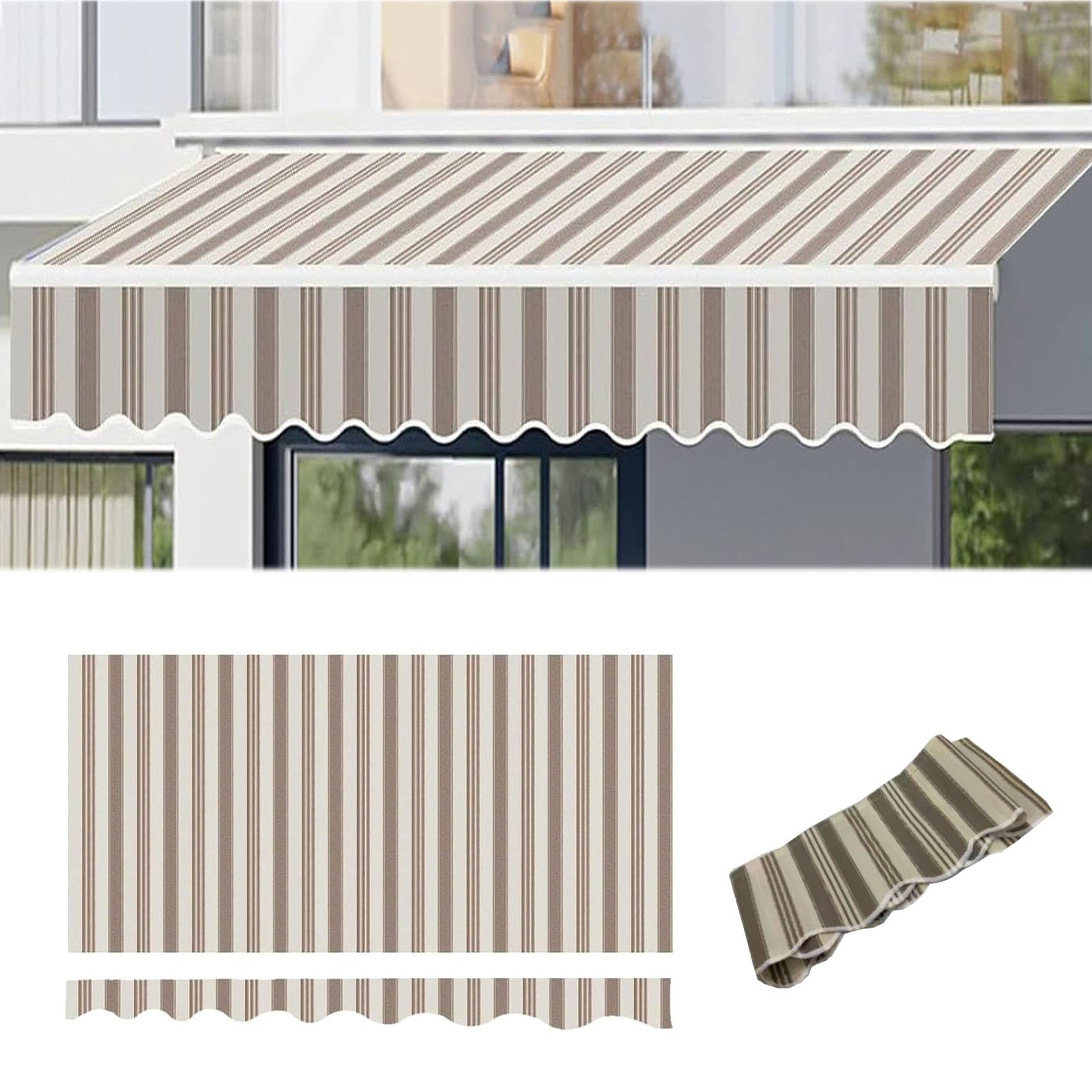 Auvent rétractable de rechange 3x1,5m en polyester imperméable