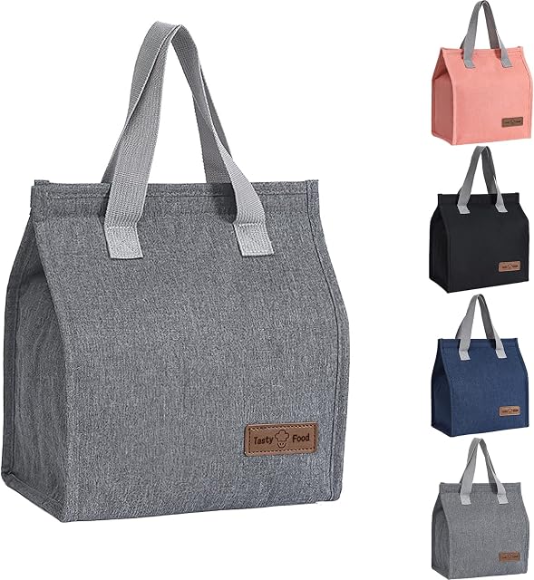 Yikki Lunch Bags for Women Men, Reusable Insulated Leakproof Lunch Box Tote Bag, Thermal Cooler Bag for Work School Picnic Travel (Gray)