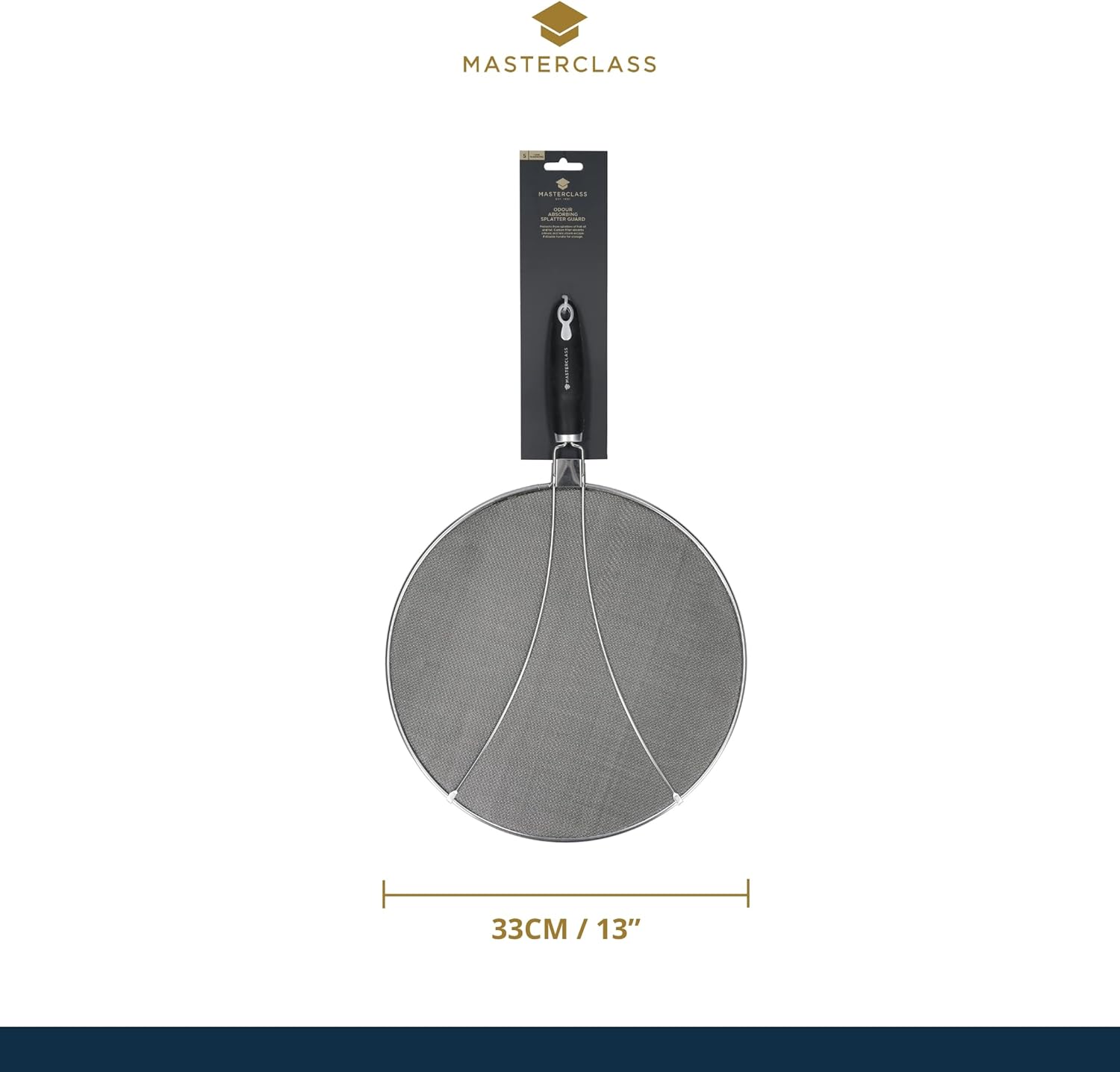 MasterClass Splatter Guard, Stainless Steel, Odour-Resistant, 33 cm (13"), Silver