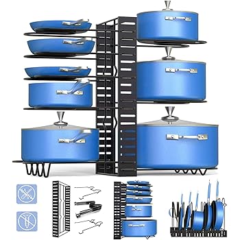 Topfe Und Pfannen Rack Organizer 3 Diy Methoden Und 8 Etagen Topf Deckel Halter Fur Kuche Schrank Lagerung Und Organisation Amazon De Baumarkt