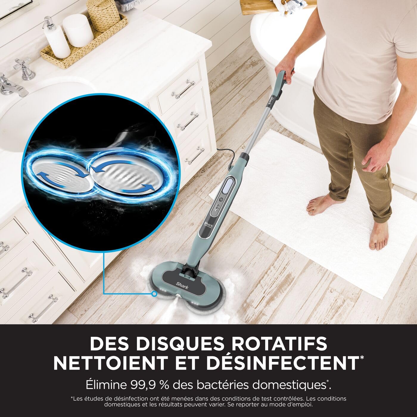 Shark balai vapeur automatique avec mode Steam Blaster, 6 lingettes microfibres, 3 réglages de vapeur, élimination des taches, pour tous les sols durs, cordon de 8 m, Vert sauge, S8201EUCP