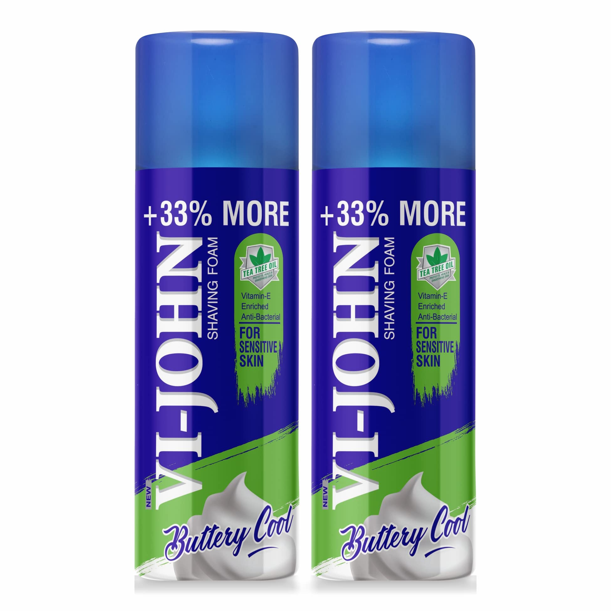 VI- JOHN Shaving Foam For Men, Sensitive Skin Type Shaving Foam With Goodness of Nature, Tea Tree Oil, Vitamin E Enriched and Anti- Bacterial Formula (400gm Each- Pack of 2) (B07RWJZ8Z4) Amazon Price History, Amazon Price Tracker