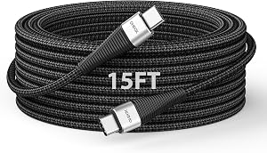 USB C to USB C Cable 15FT, 100W Fast Charging USB C Charger Cable, Extra Long Type C Fast Charging Cord, USBC Charger Cord Compatible with iPhone 16/15/Pro/Plus/Pro Max/Samsung Galaxy S23/LG/Switch