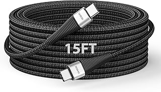 Extra Long USB C to USB C Cable 15FT 100W, USB C Charger Cable Fast Charging Cord Braided, Type C Cable for iPhone 17 16 15/15Plus/15Pro/Max, MacBook Pro/Air, iPad Pro/Air/Mini,Samsung,Pixel,Laptop