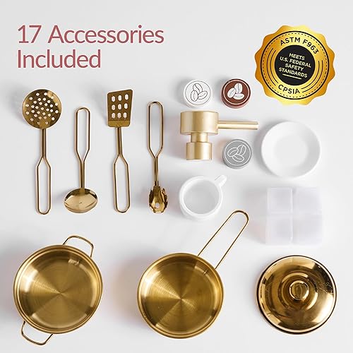 Miniatura 8 de Best Choice Products Cocina de juego de simulación para niños, juego interactivo de madera para niños pequeños con máquina de espresso,