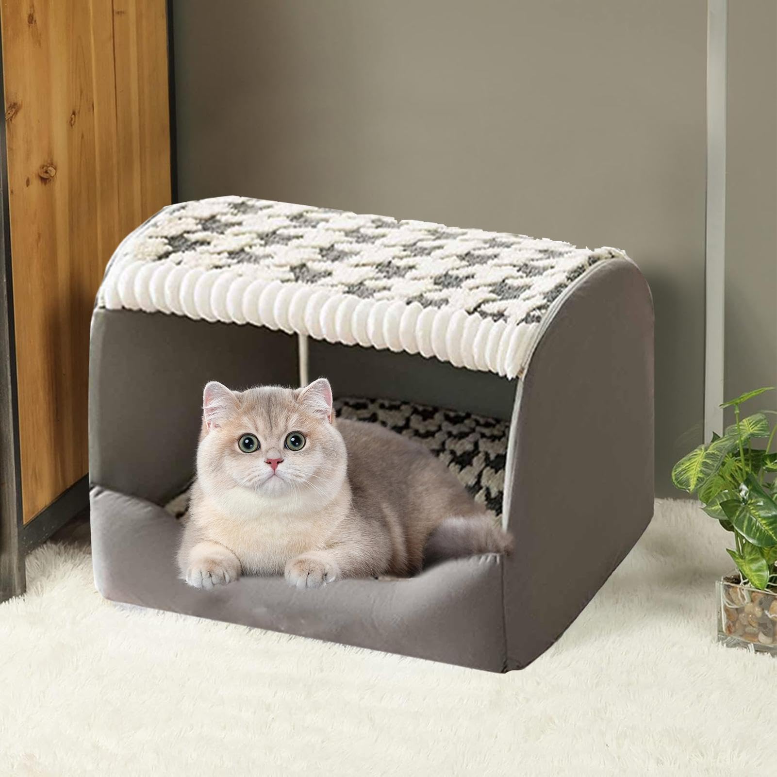 Gemütliches kleines Haustierbett | Indoor Kätzchen Versteck | Rutschfestes wasserdichtes Katzenhaus | Haustierbett für Indoor-Katzen, bequemes Katzenzubehör, perfektes Versteck für Katzen und Kätzchen