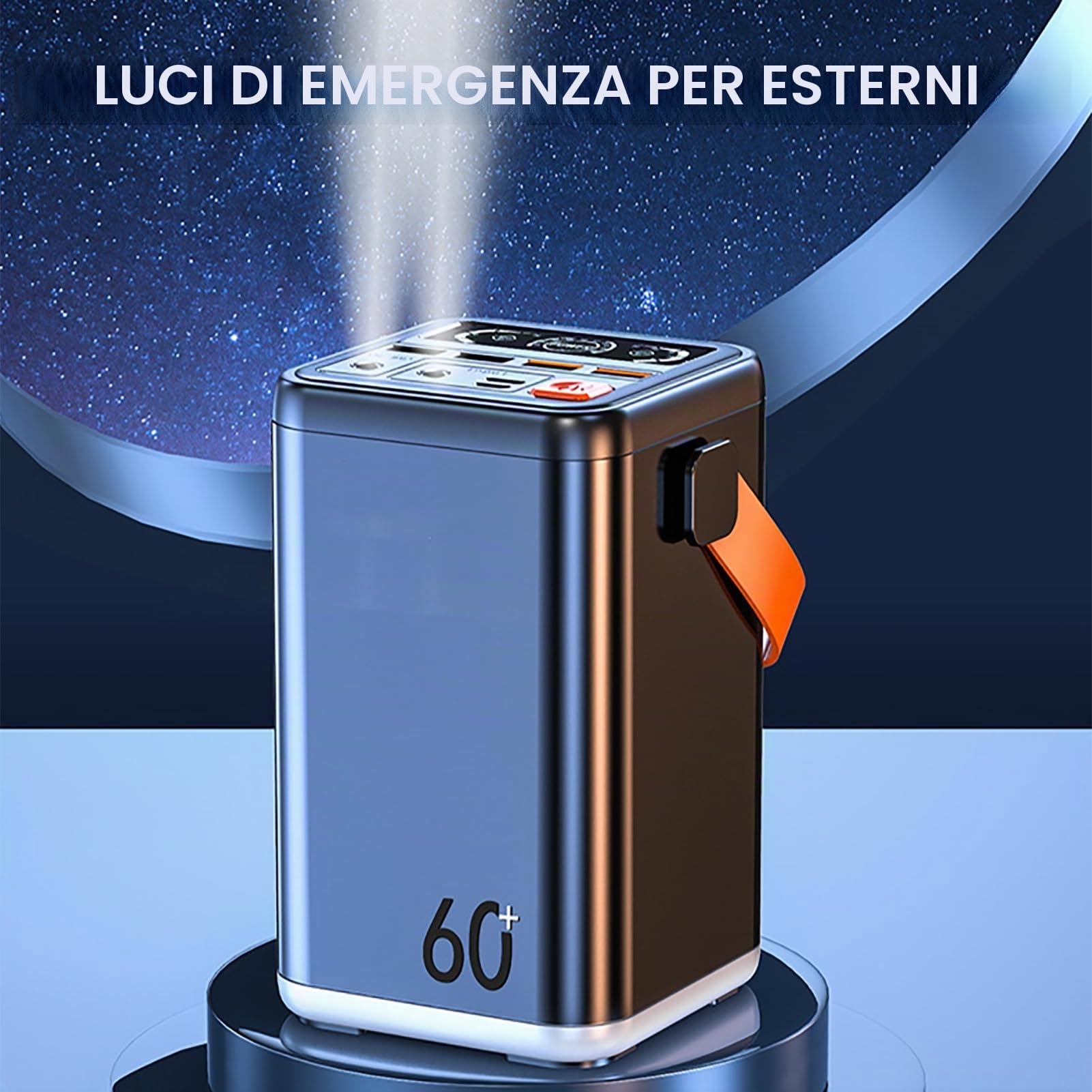 Centrale elettrica portatile, 60000 mAh Alimentatore per accumulo di energia di emergenza da campeggio da campo, Carica rapida di nuova generazione da 36 W, Supporto per ricarica e scarica grigio