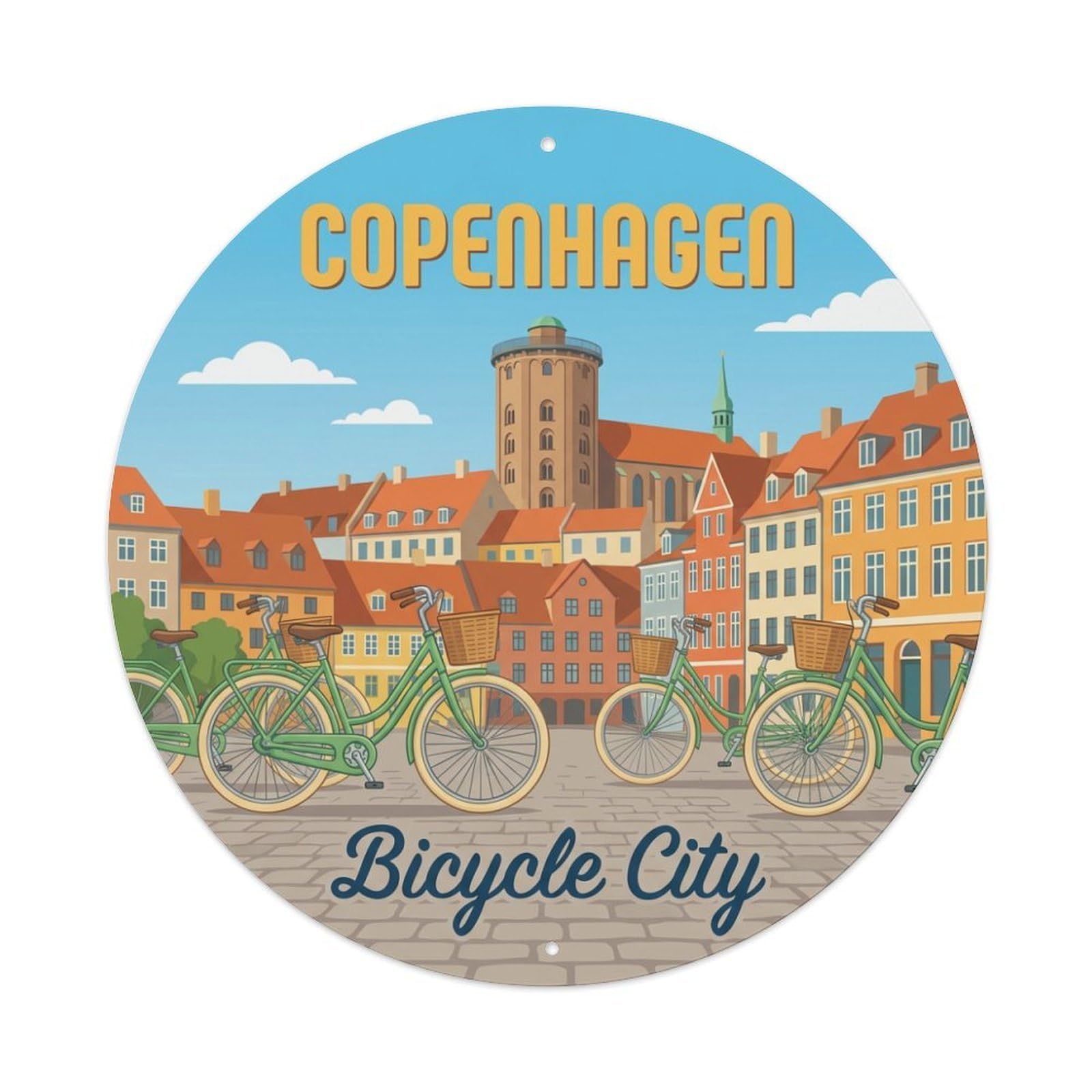 Fqnyr Style Metal Tin Sign Vintage Travel Copenhagen Denmark Scene