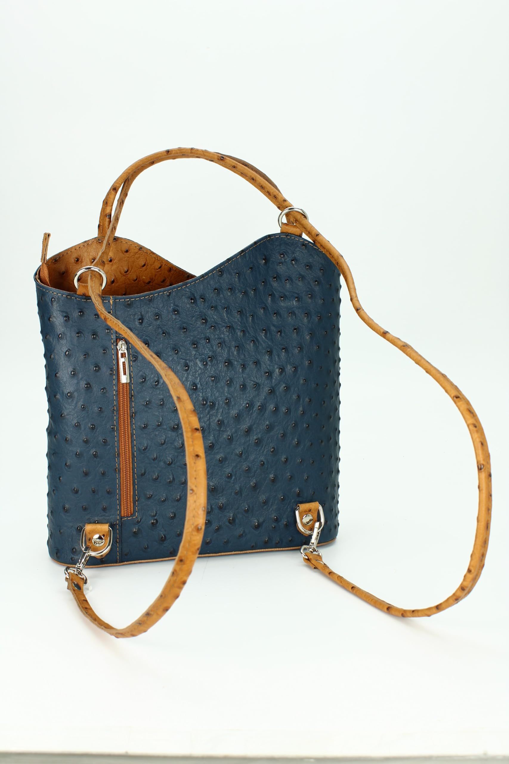 Belli italienische Ledertasche Backpack Classic 2in1 Damen Rucksack Leder Handtasche made in italy Schultertasche - 28x28x8 cm (B x H x T)