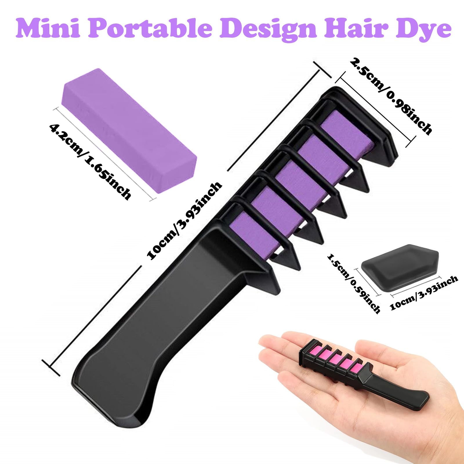 10 Peignes à Craie pour Cheveux, Peignes Craie Cheveux, Coloration Temporaire Lavable, Pour Enfants et Adultes, Fête, Anniversaire, Cosplay, Carnaval