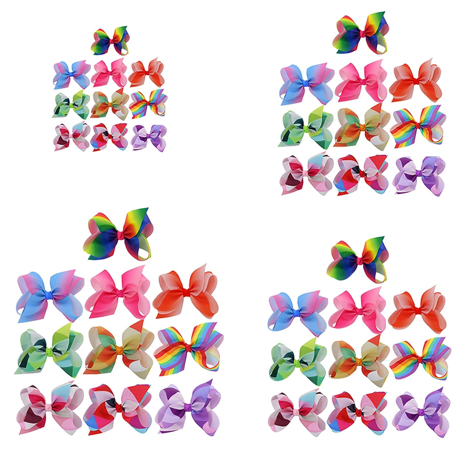40PCS Boutique Rainbow Hair Bows Large Grosgrain Ribbon Hair Bow Clips For Kids Girls Toddlers Children (rainbow colors)
