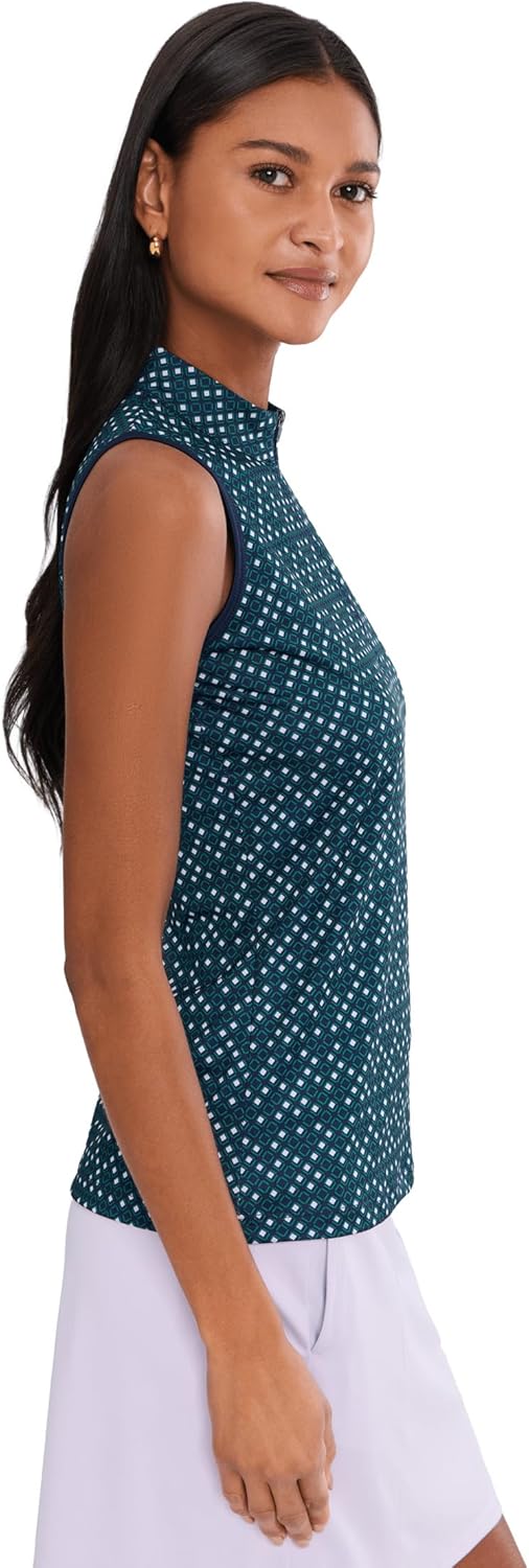 Callaway Women's Sleeveless Framing Geo Print 1/4-zip Top