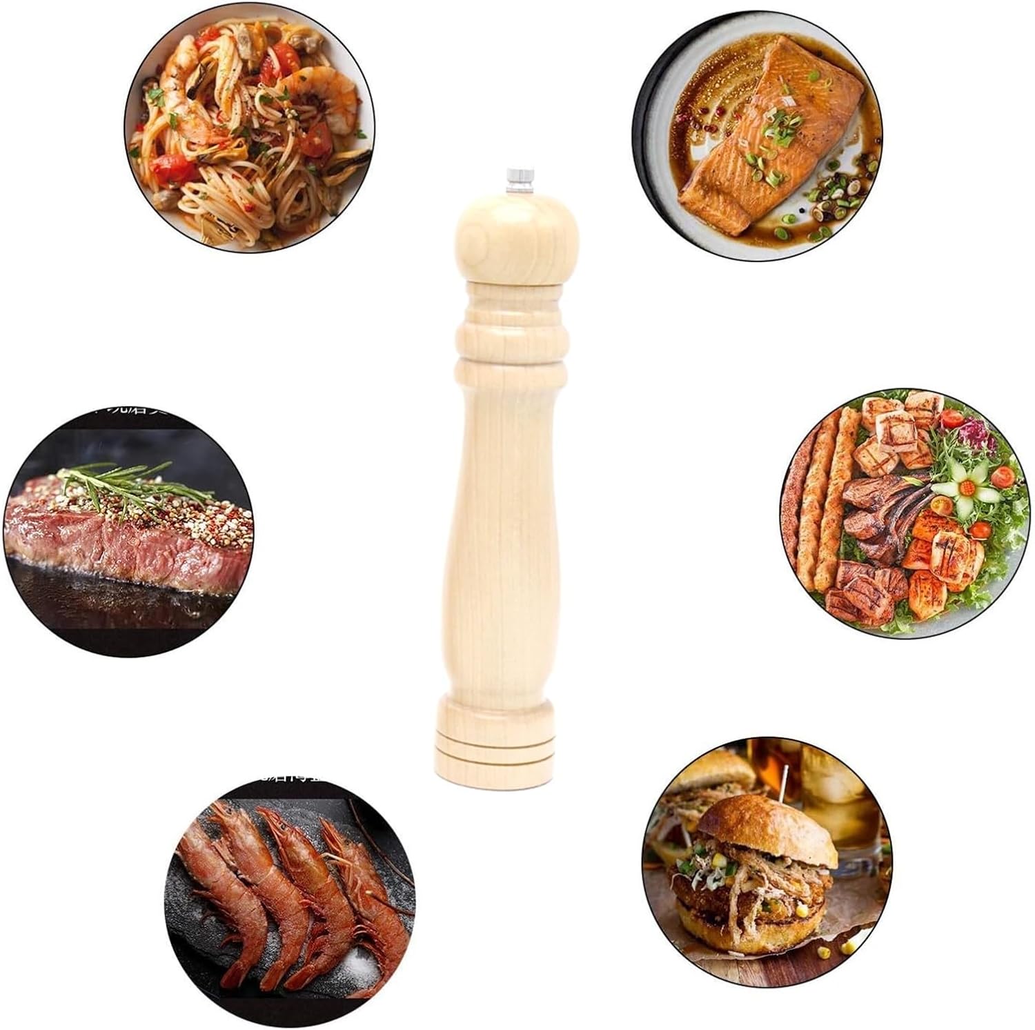 Wood Salt And Pepper Grinder Set, Mill, Shakers With Adjustable Ceramic Rotor(5inch)