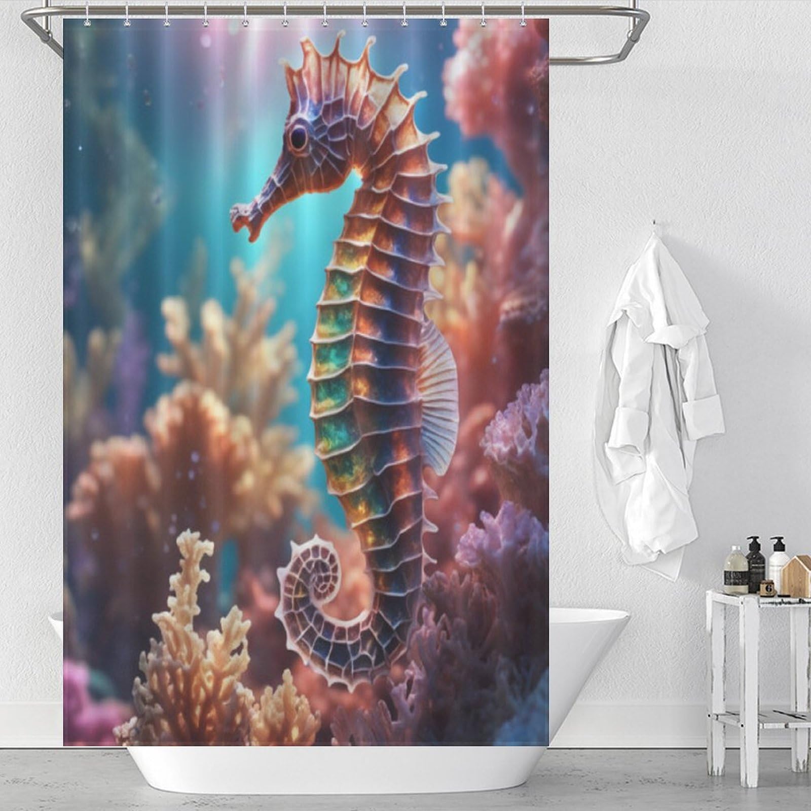 Rideau de douche en polyester lavable 122x183 cm avec 12 crochets