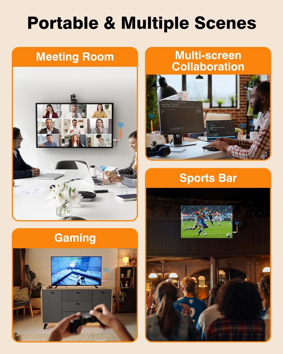 Coolpie Wireless HDMI 4K Transmitter and Receiver, 4K Decode 2160P Output, 450FT/150M Range, 5.8G Low Lag Extender, Silvery Metal for PC/Laptop/Projector/TV/Monitor