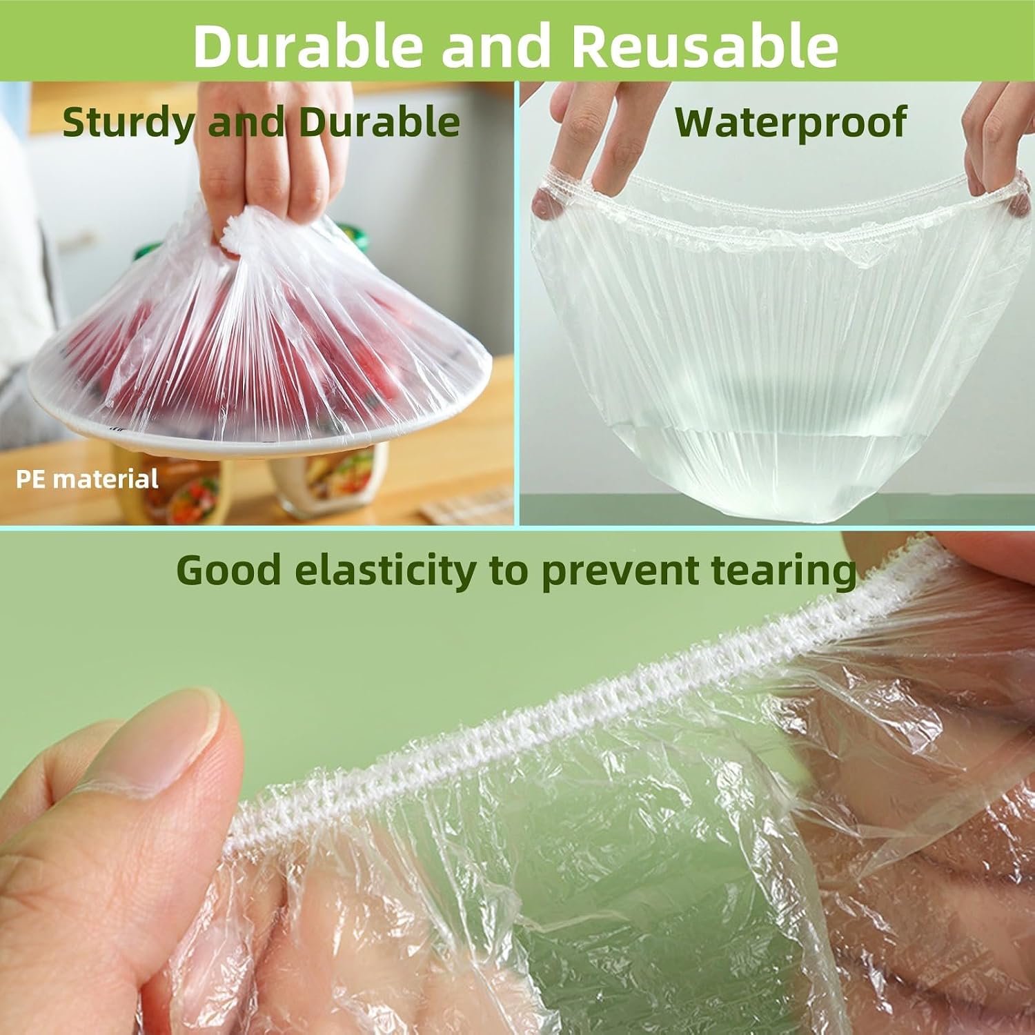 15Inch Plastic Bowl Covers Elastic Reusable for Sourdough Bread Proofing,Stretchable Food Wrap,Outdoor Picnic and Kitchen Food Covers (200 Pcs) image 5
