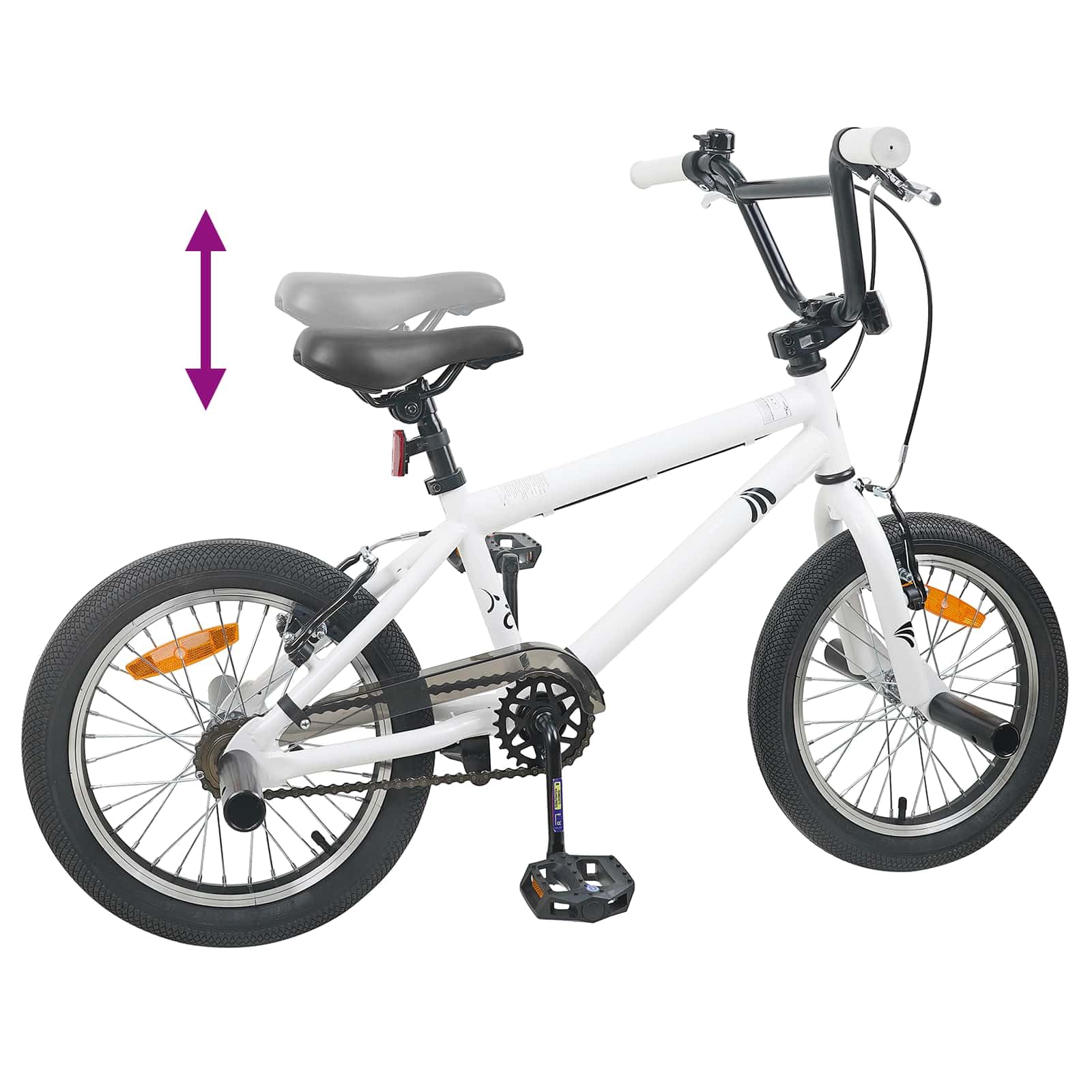 vidaXL BMX 20 Pollici per oltre 9 anni Bianco, Bici BMX classica per bambini, manubri e sella regolabili, monopla, in acciaio