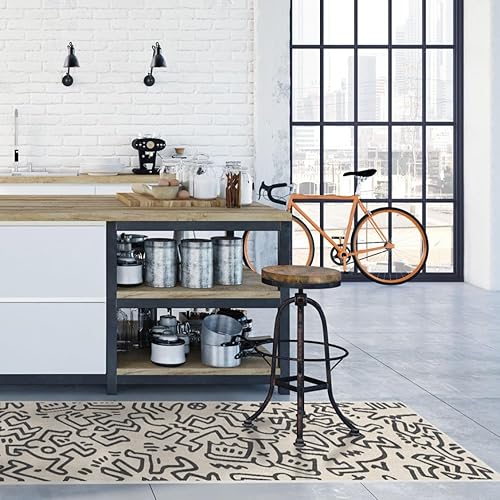 Miniatura 25 de RUGGABLE x Keith Haring - Alfombra lavable, estilo libre, color perla de 5 x 7, resistente a las manchas, antideslizante, con almohadilla estándar