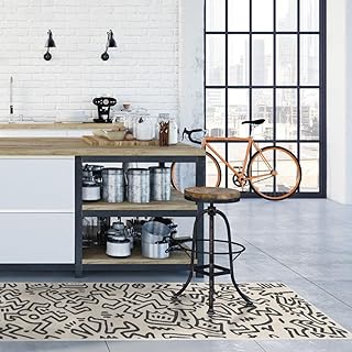 RUGGABLE x Keith Haring Machine Washable Runner Rug – Block Party Black & Ivory 2.5x7, Stain-Resistant, Non-Slip – Washable Rug for Hallway, Entryway, Living Room & Kitchen–with Cushioned Pad