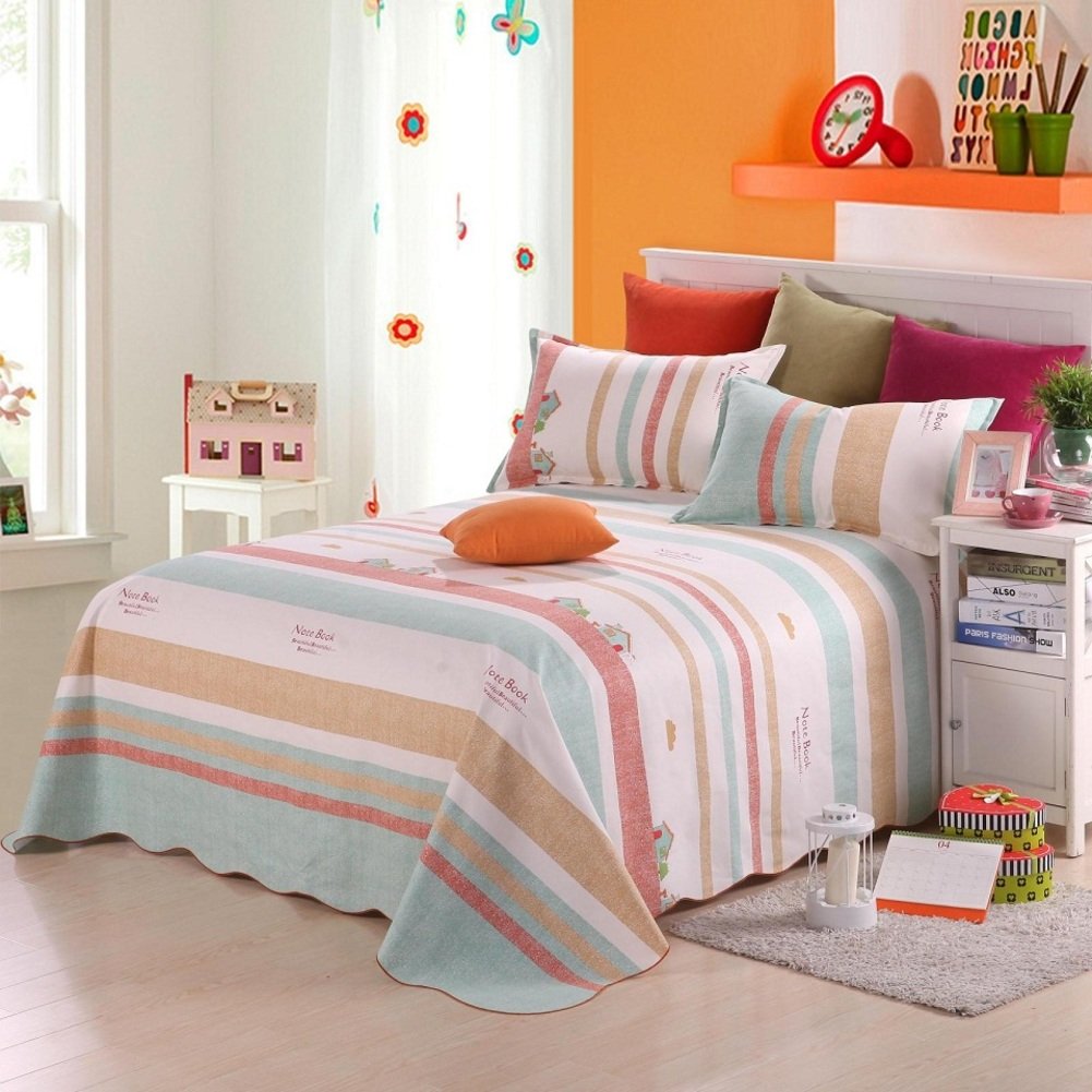 Drap en coton Vichy anti-transpiration avec dentelle pour lit double
