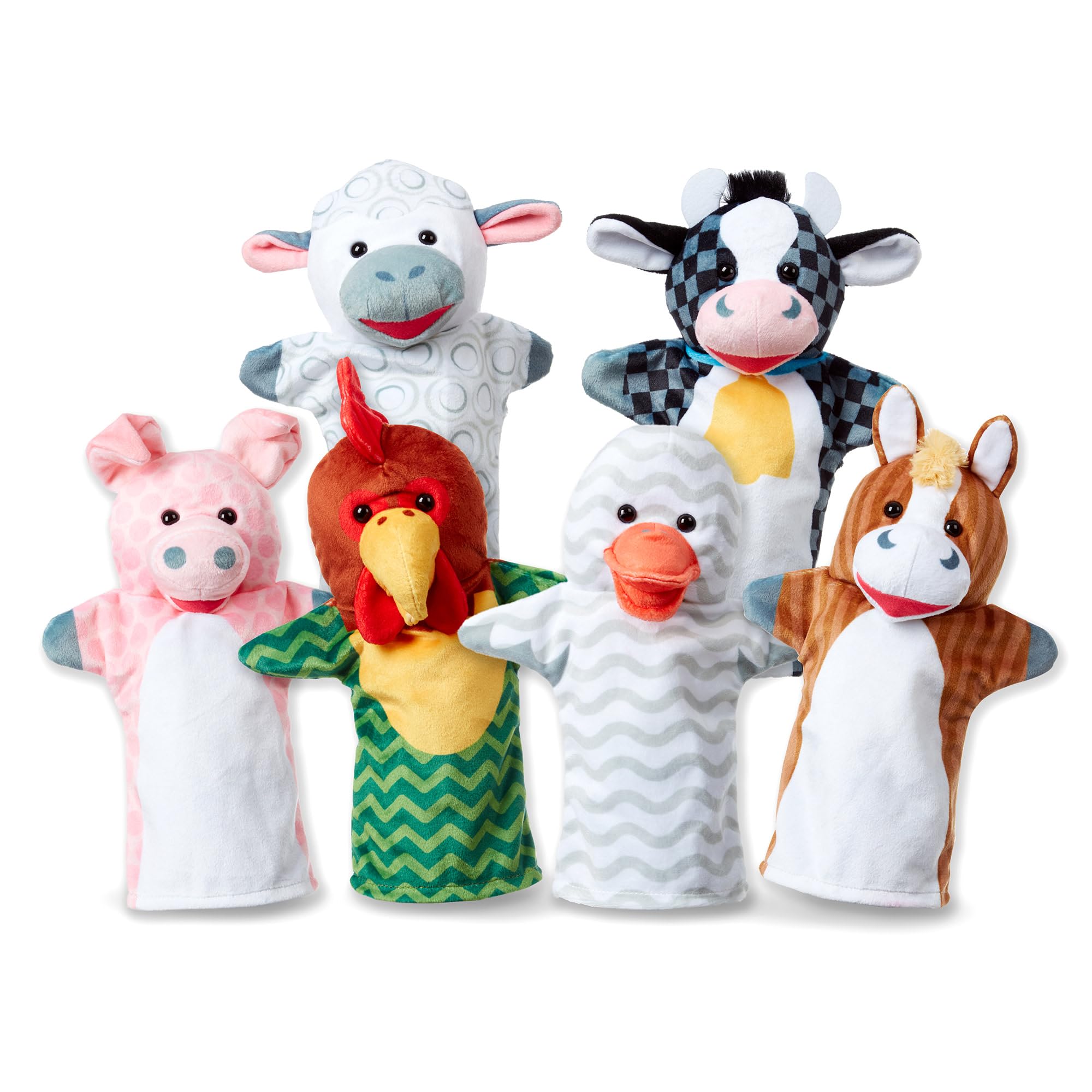 Melissa & DougBarn Buddies Hand Puppets, Set of 6 (Cow, Sheep, Horse, Duck, Chicken, Pig)