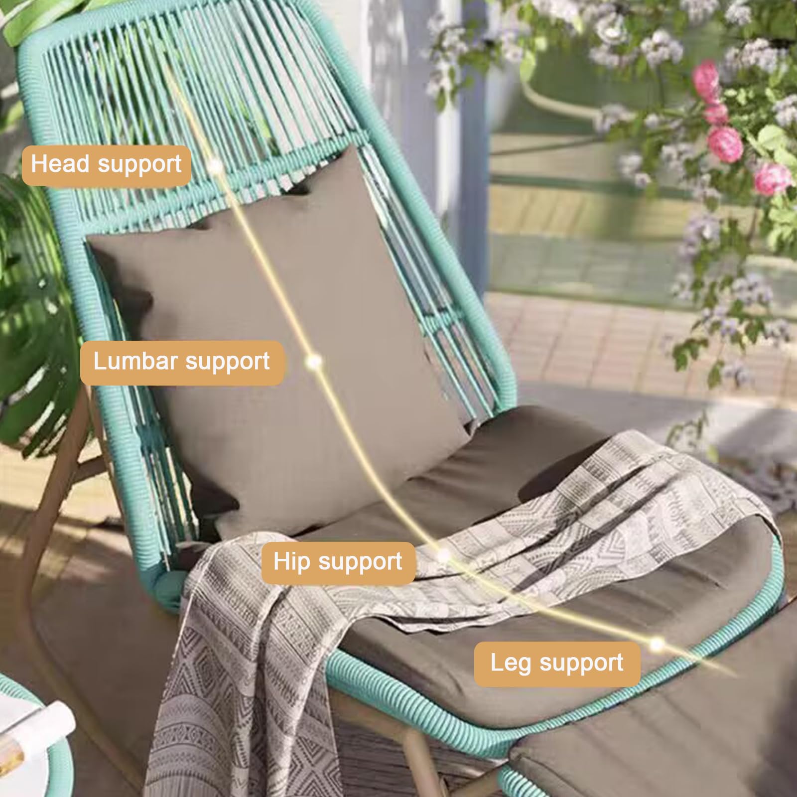 Poltrona Imbottita per Allattamento, per cameretta dei Bambini, Moderna Struttura in Metallo Intrecciata a canne per cameretta dei Bambini, Soggiorno, Patio, Cortile, Balcone