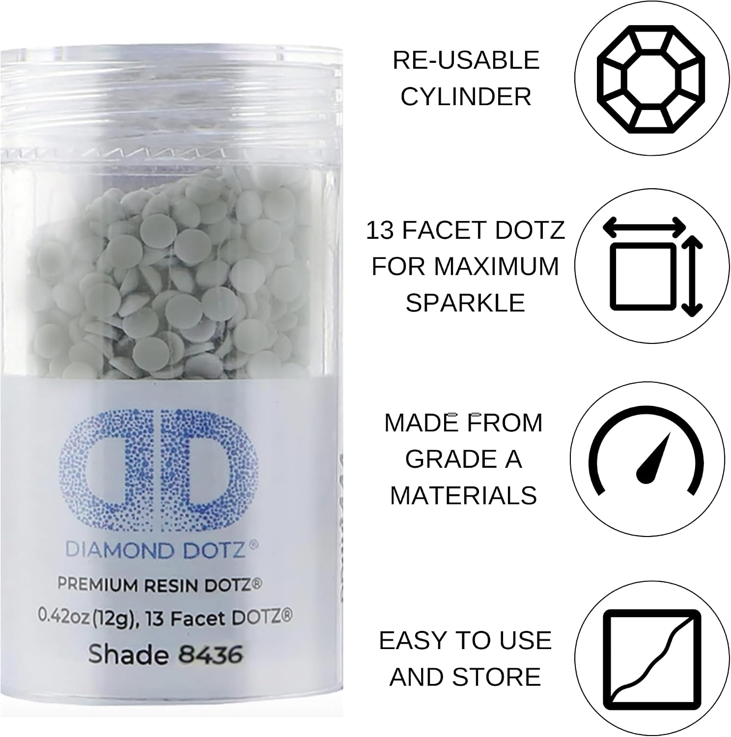 Diamond Dotz 2.8MM 12G Single Cylinder (1 Pack) Smokey Grey - Freestyle Diamond Painting Beads, Diamond Art Beads, Replacement Drills, Loose Gems for DIY Crafts and Art Projects